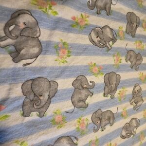 Handmade Flannel Baby Elephant Receiving Blanket 42 Wide X 34 Long Elephant Baby